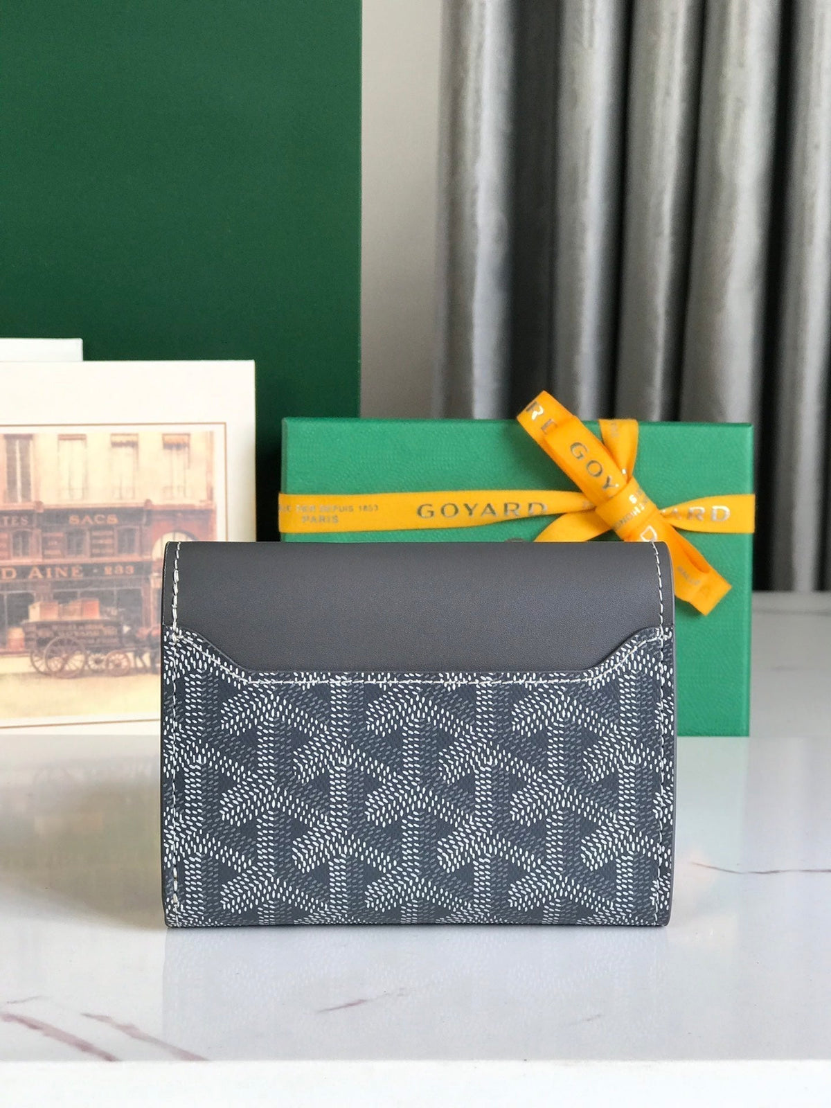 Goyard Saint-Gabriel Wallet 12 in Gray Calfskin and Goyardine Canvas