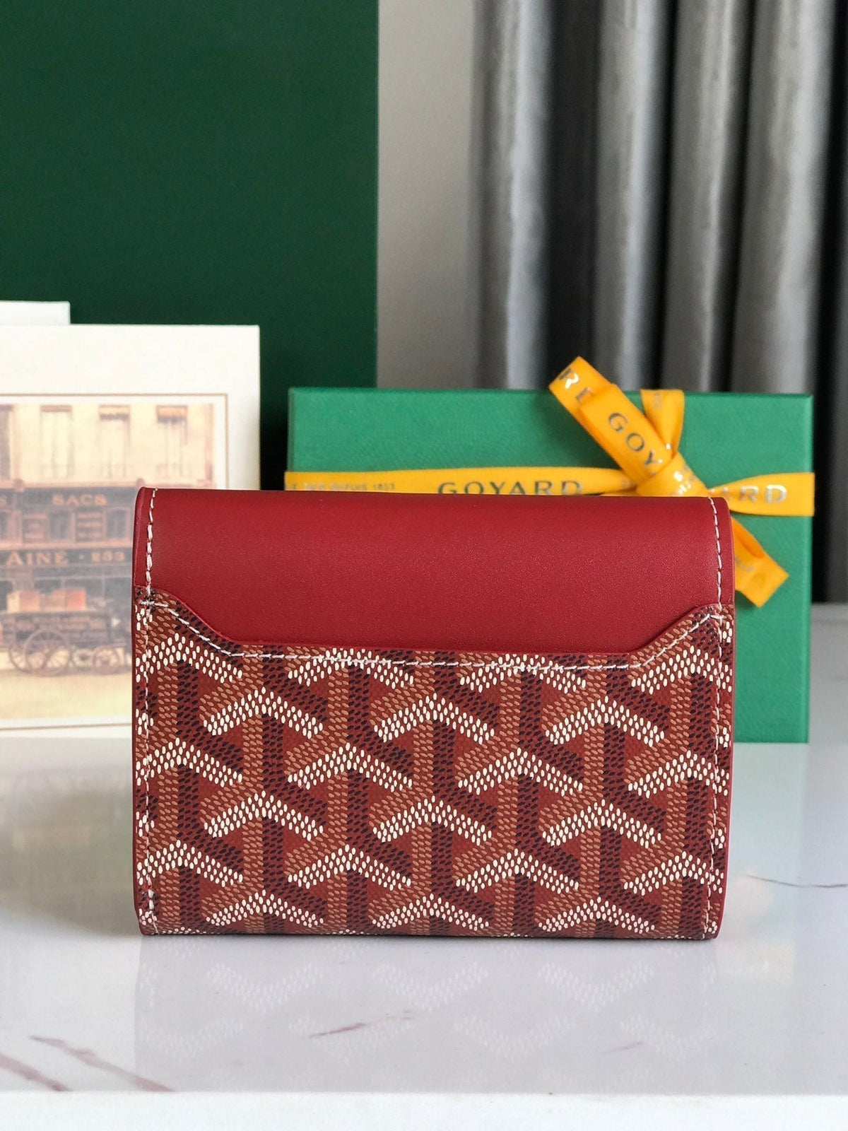 Goyard Saint-Gabriel Wallet 12 in Classic Red Calfskin and Goyardine Canvas