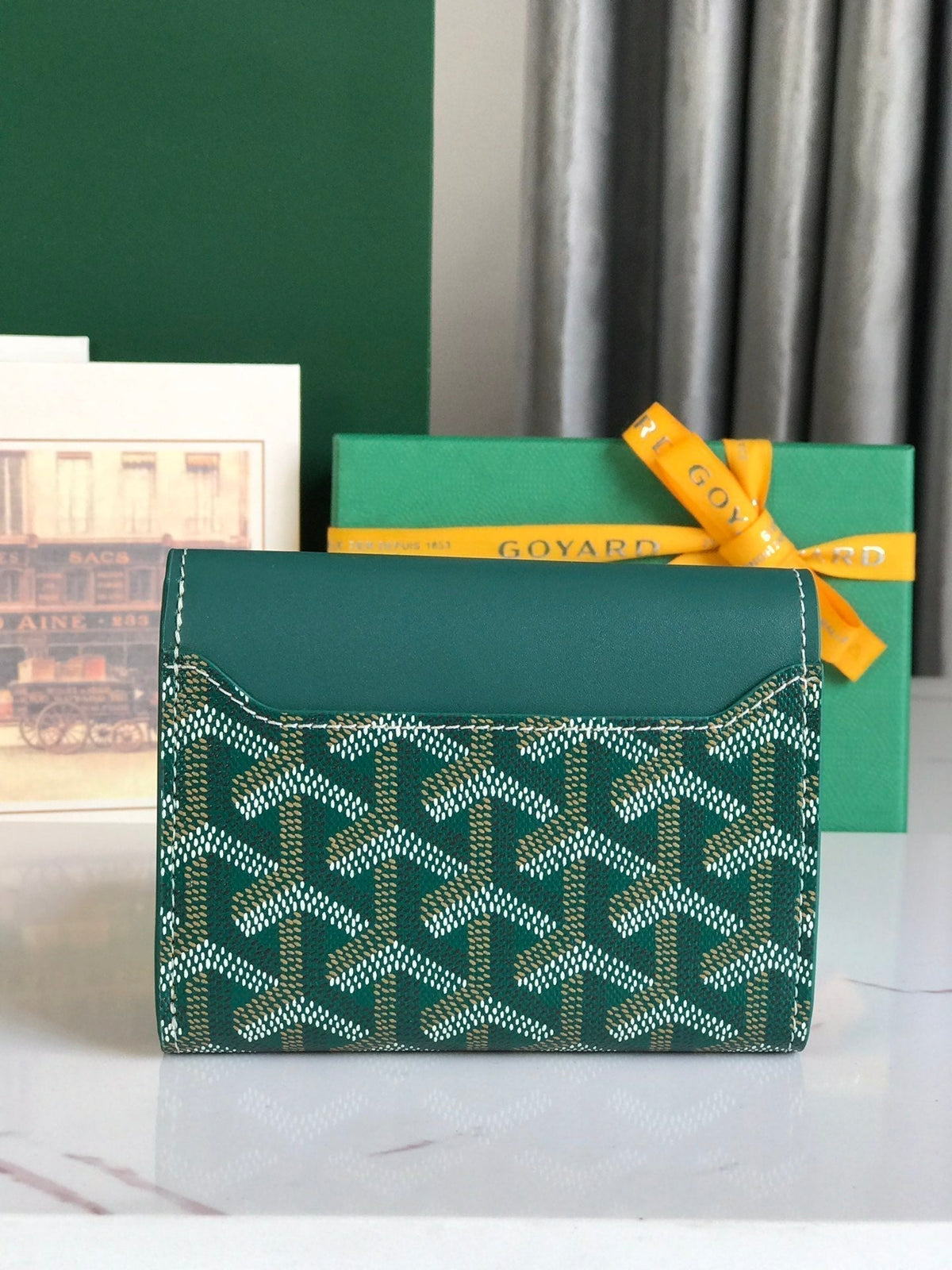 Goyard Saint-Gabriel Wallet 12 in Green Calfskin and Goyardine Canvas