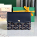Goyard Saint-Gabriel Wallet 12 in Navy Blue Calfskin and Goyardine Canvas