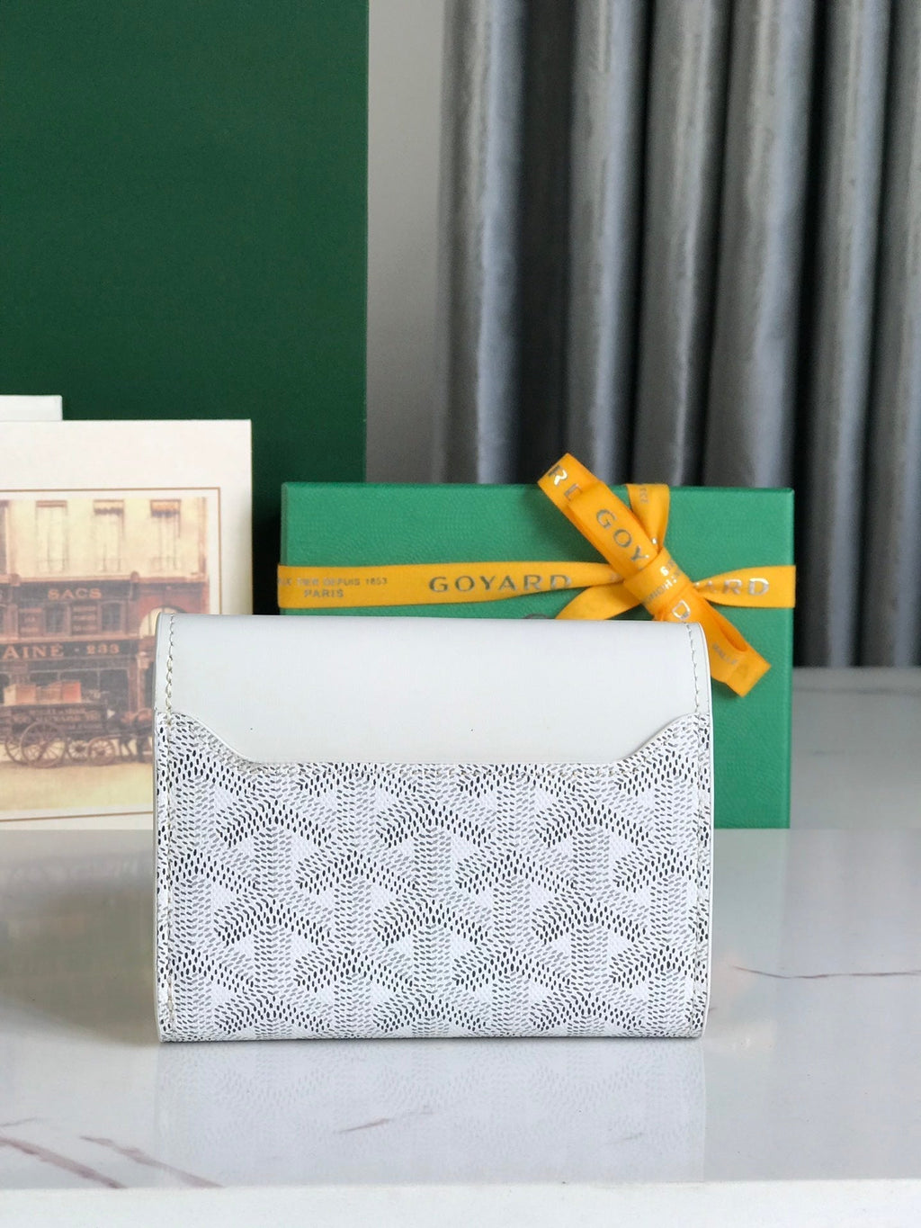 Goyard Saint-Gabriel Wallet 12 in White Calfskin and Goyardine Canvas