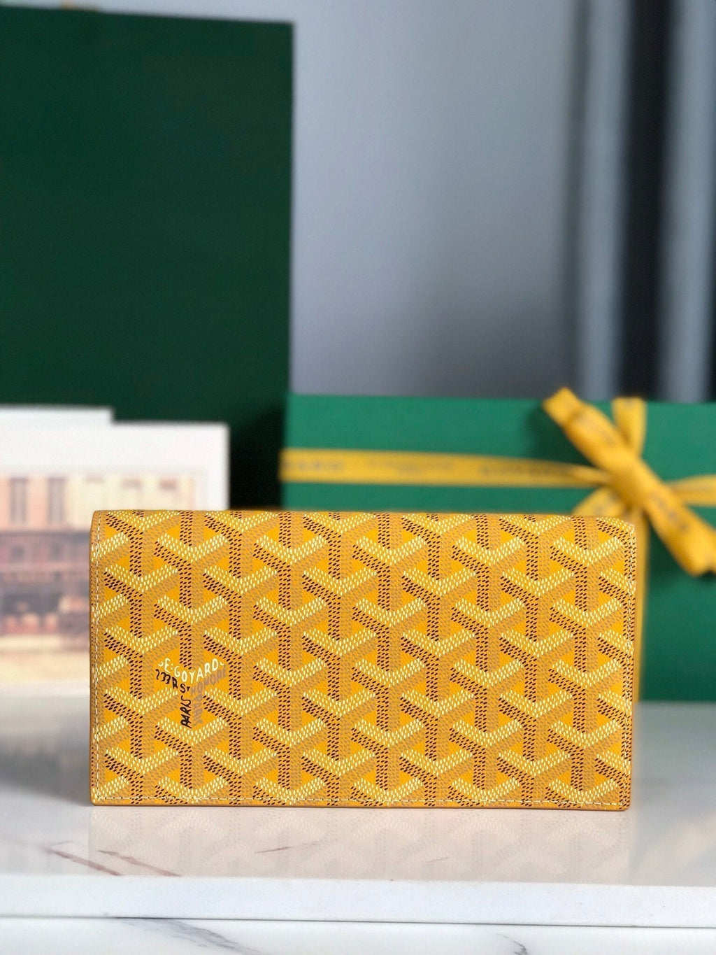 Goyard Richelieu Wallet 19 in Yellow Goyardine Canvas