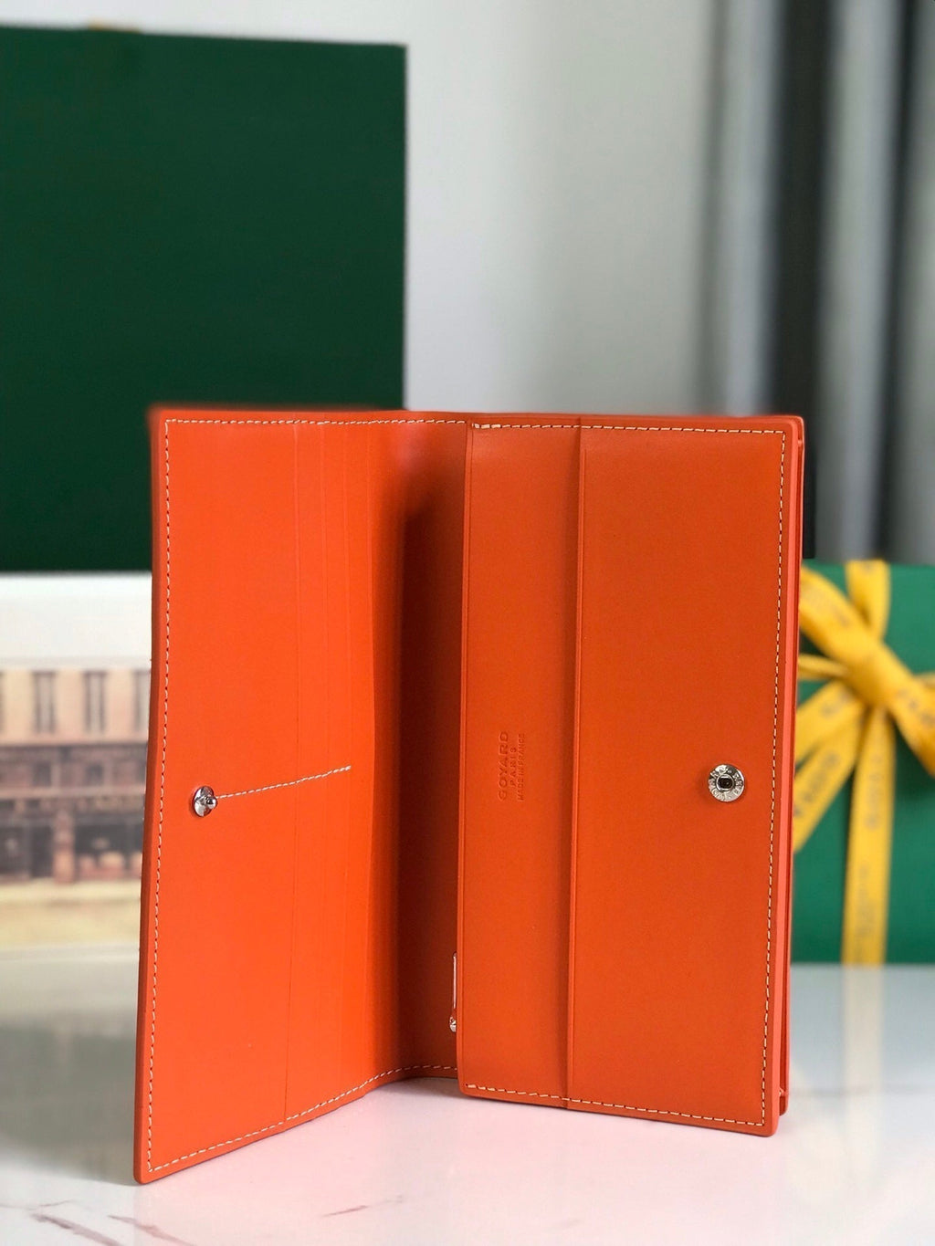 Goyard Richelieu Wallet 19 in Orange Goyardine Canvas