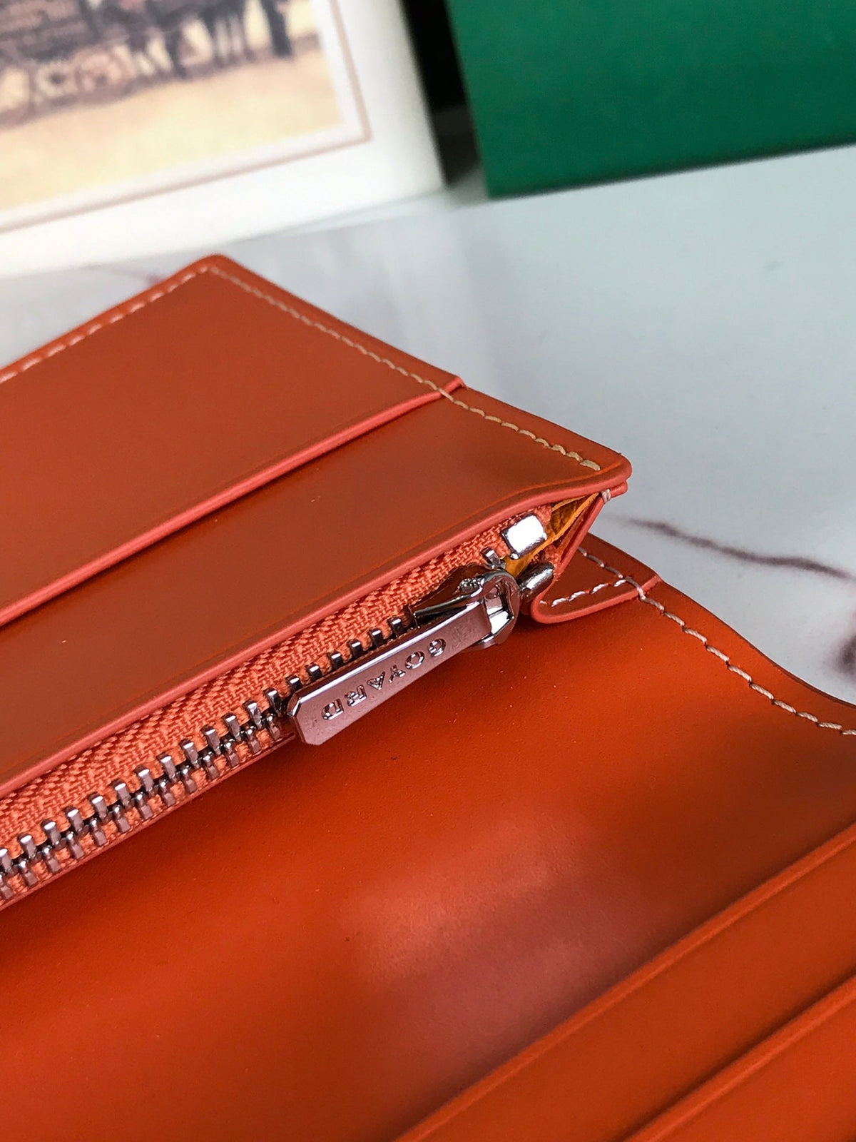 Goyard Richelieu Wallet 19 in Orange Goyardine Canvas