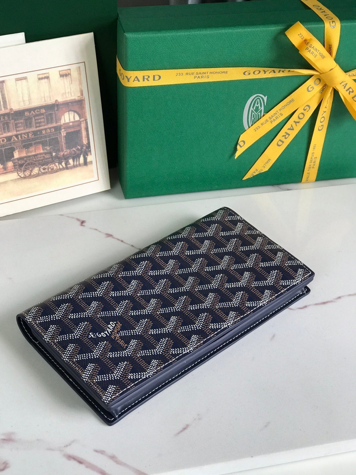 Goyard Richelieu Wallet 19 in Navy Blue Goyardine Canvas