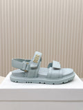 Dior Back-Strap Sandals 25S in Pastel Blue Calfskin with Gold Hardware