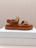 Dior Back-Strap Sandals 25S in Brick Brown Calfskin with Silver Hardware