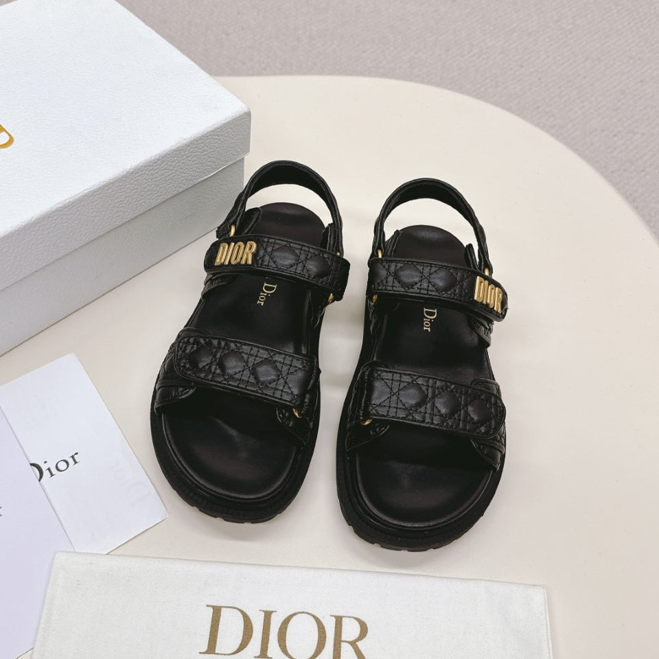 Dior Back-Strap Sandals 25S in Black Calfskin