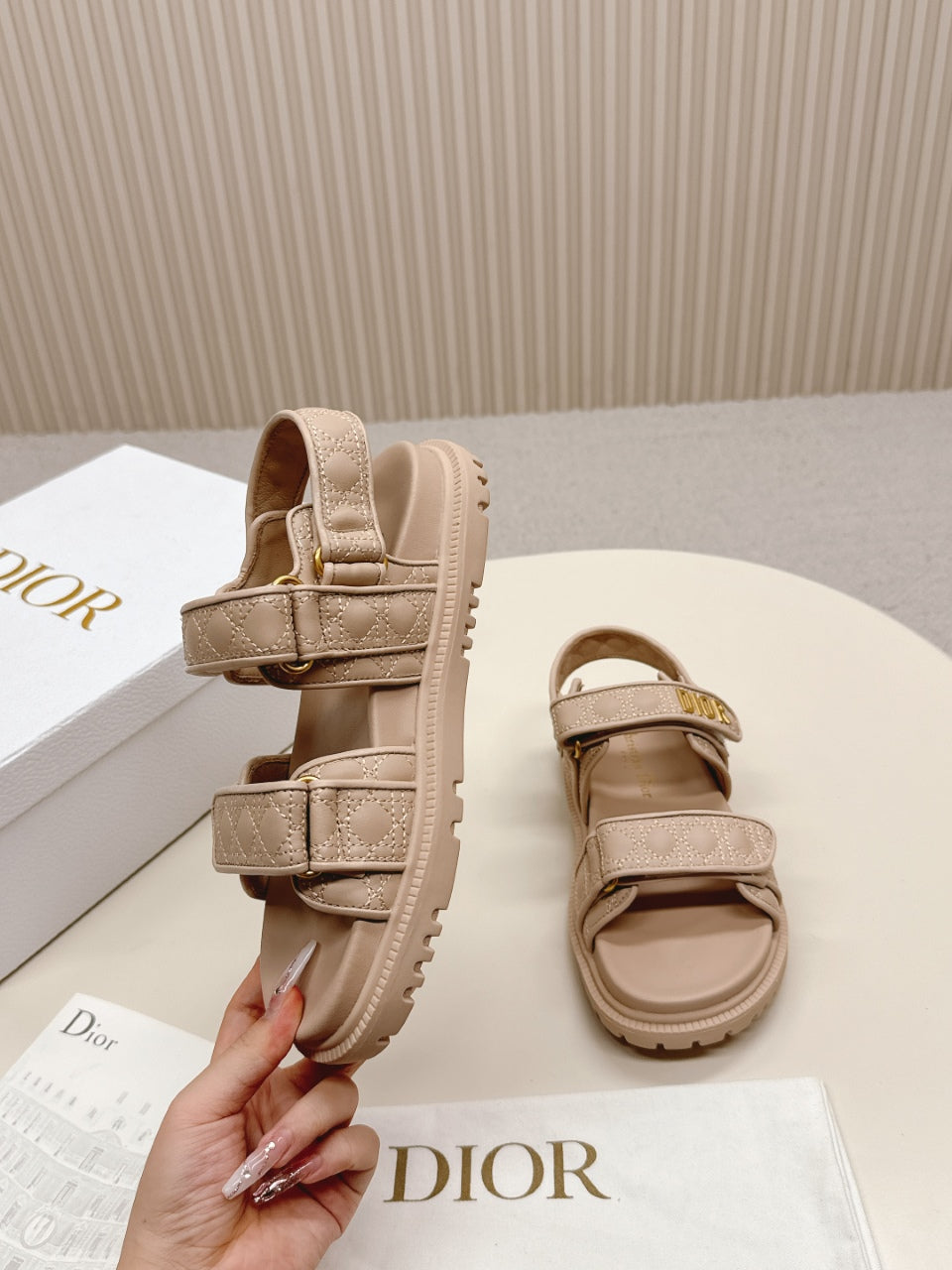 Dior Back-Strap Sandals 25S in Beige Calfskin