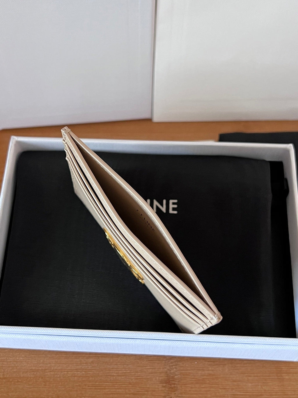 Celine 25S Card Holder with Triomphe Logo 11 in Nude Calfskin