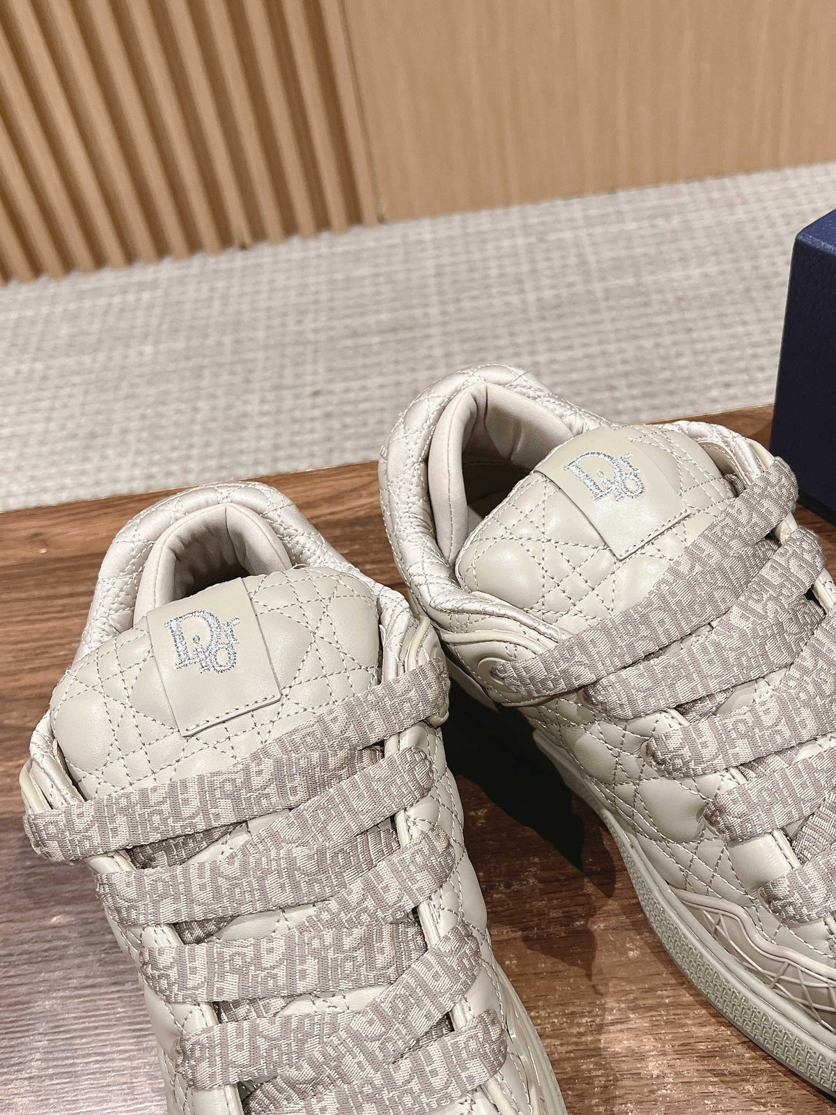 Dior By Erl B9S Skater Sneaker in Parchment Beige Cannage Lambskin