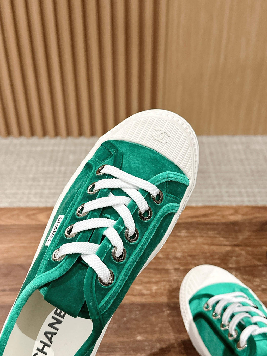 Chanel Converse Sneaker in Teal Green Velvet