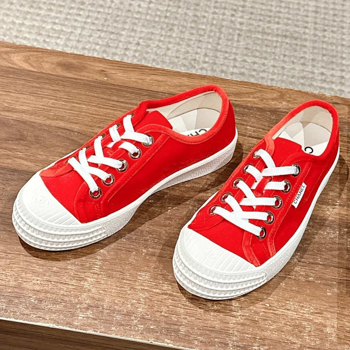 Chanel Converse Sneaker in Ruby Red Velvet