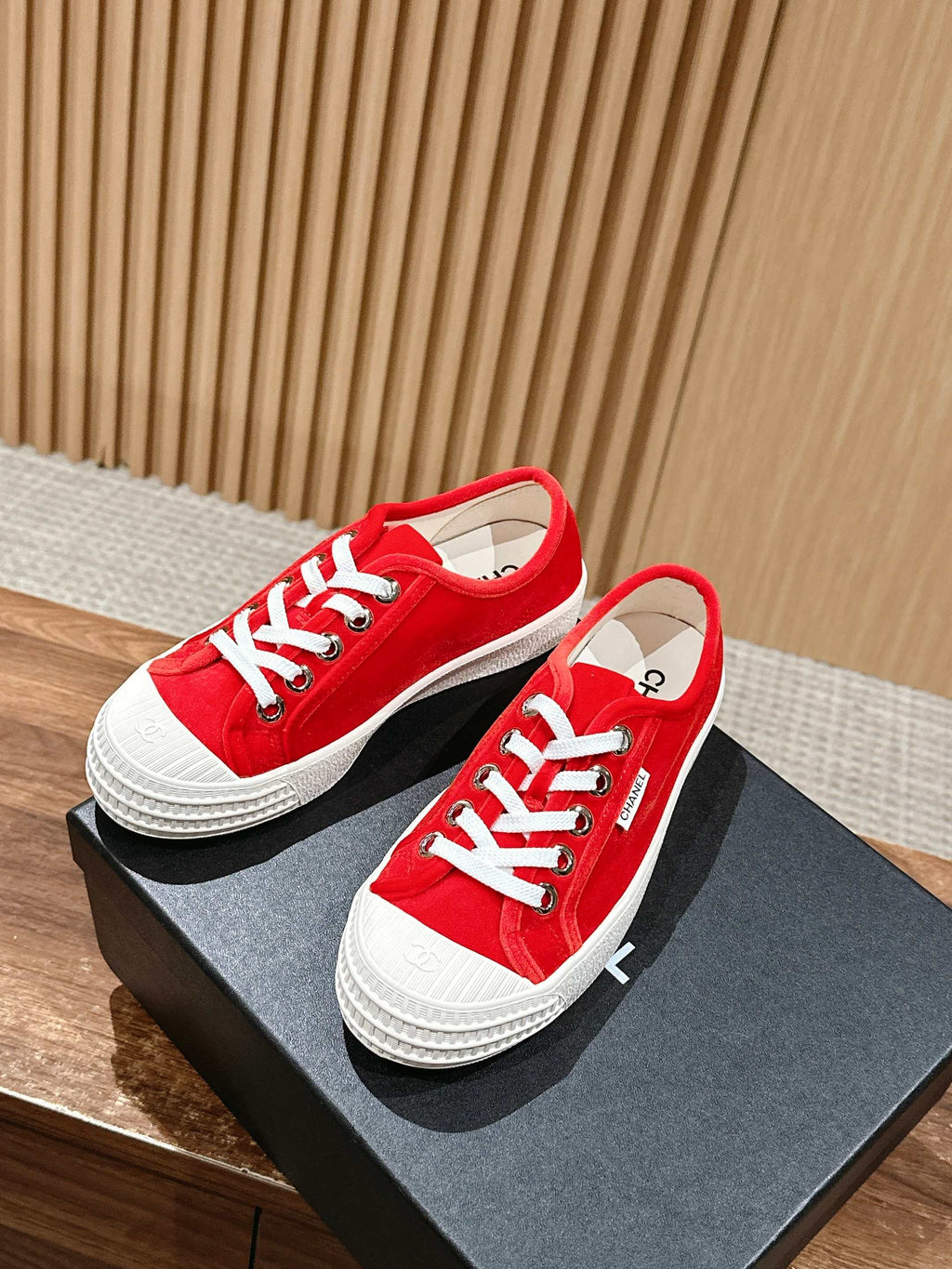 Chanel Converse Sneaker in Ruby Red Velvet