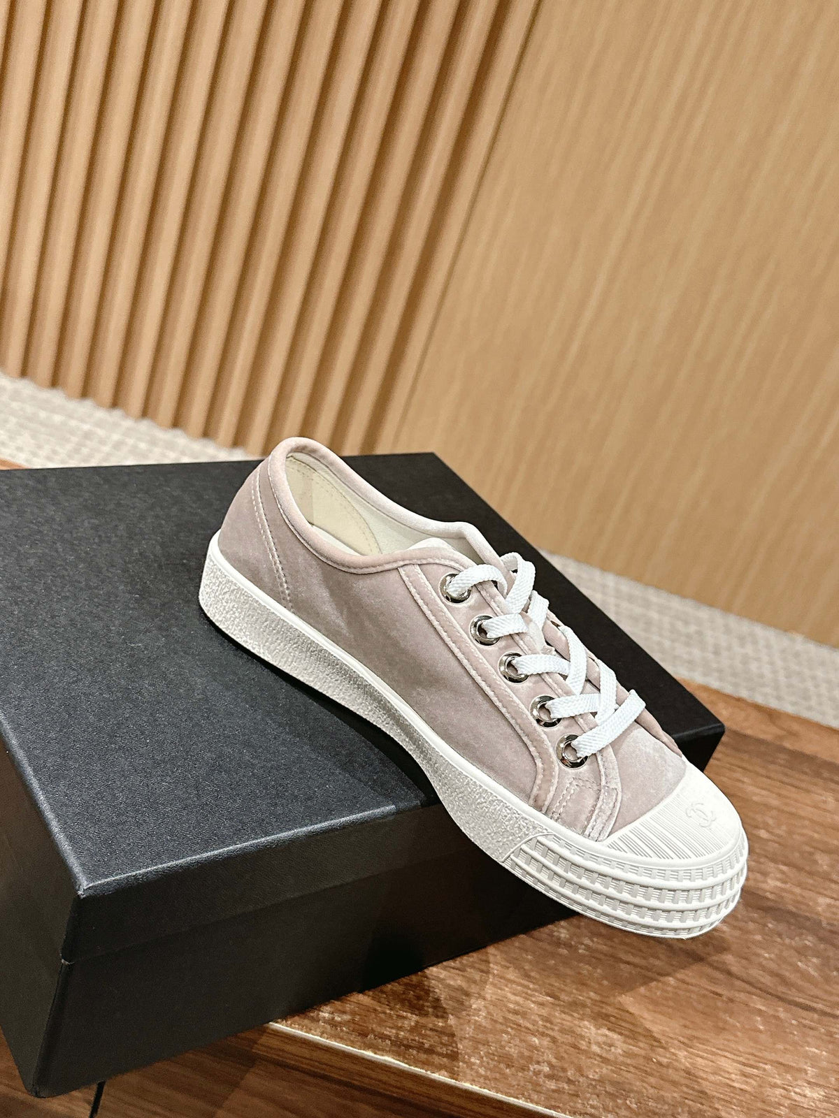 Chanel Converse Sneaker in Khaki Brown Velvet