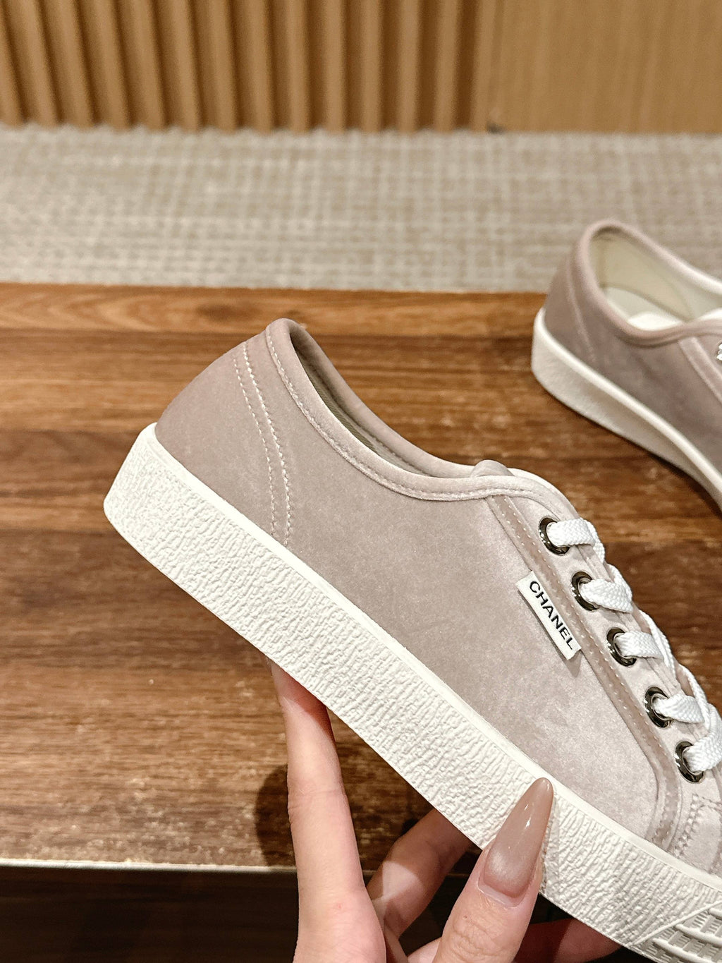 Chanel Converse Sneaker in Khaki Brown Velvet