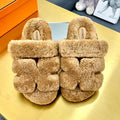Hermes Chypre Sandal in Peanut Brown Shearling