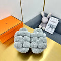 Hermes Chypre Sandal in Cloud Gray Shearling