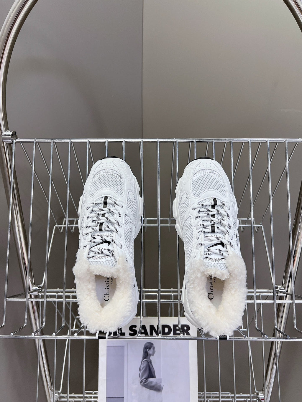 Dior Chrono Sneaker 25S in White Lambskin and Mesh Fabric Style 2