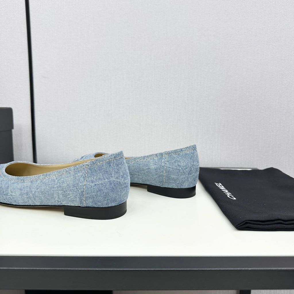 Chanel Ballet Flat Light Blue Denim 166814