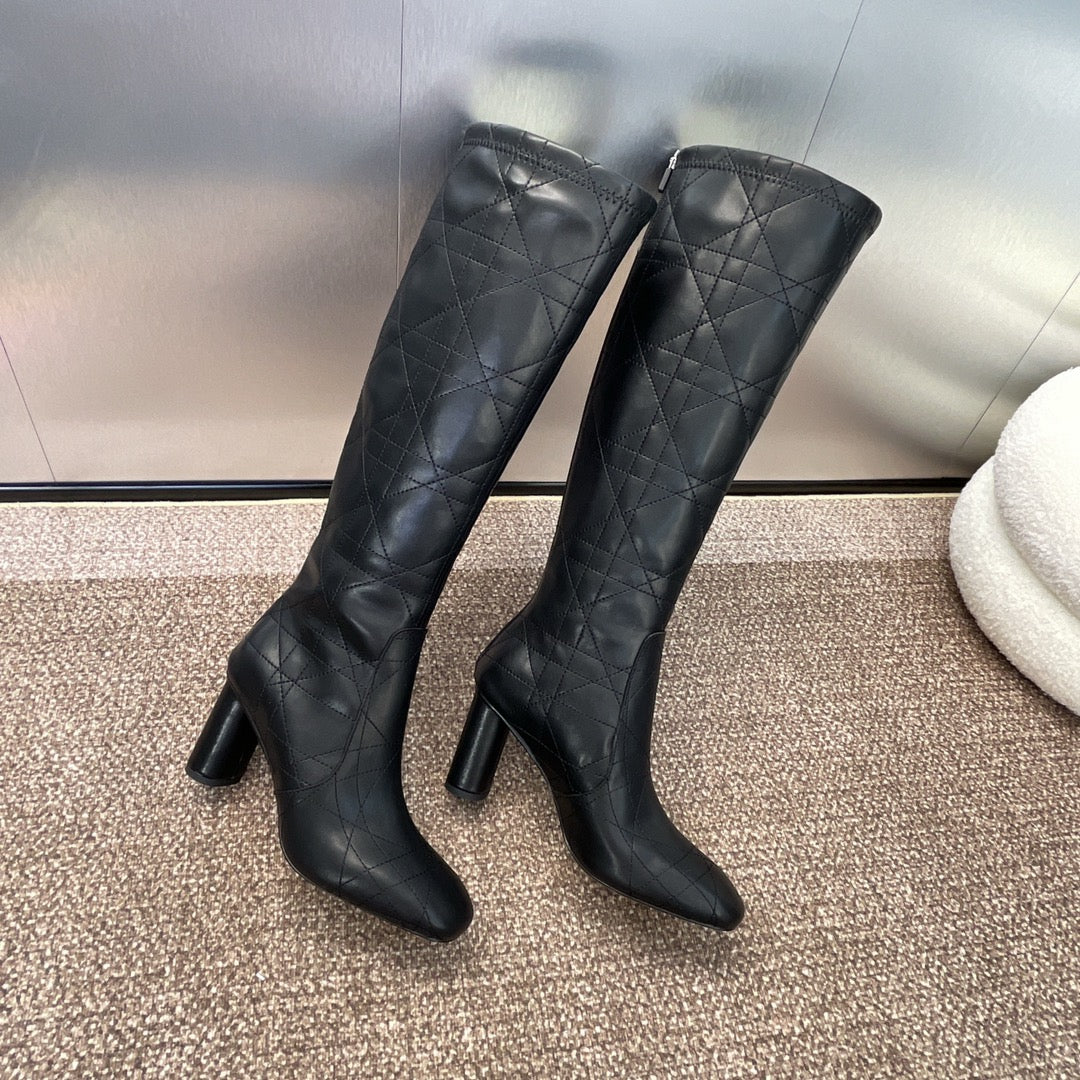 Dior 25S D-Shadow Couture Series Boots 90mm in Black Calfskin