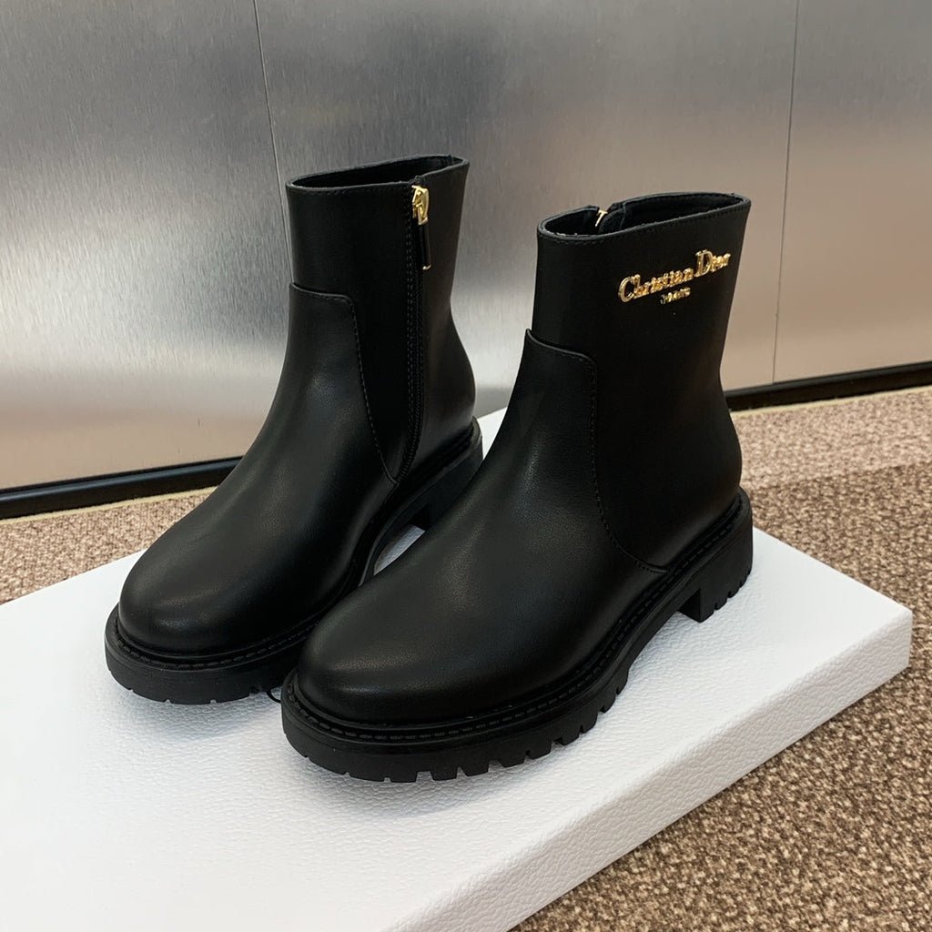 Dior 25S D-Town Ankle Boot 25mm in Black Brushed Calfskin