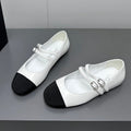 Chanel Pearl Mary Jane Flat Shoes White