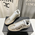 Chanel Double C New Quilted Panda Shoes Gold Sheepskin