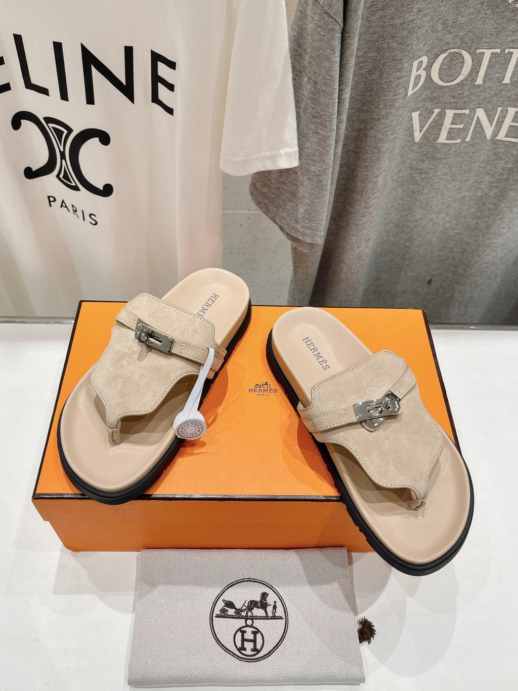 Hermes Empire Sandal Pastel Pink Suede