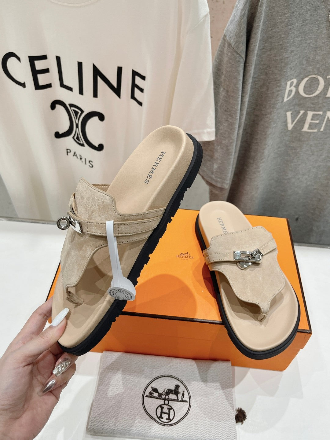 Hermes Empire Sandal Pastel Pink Suede