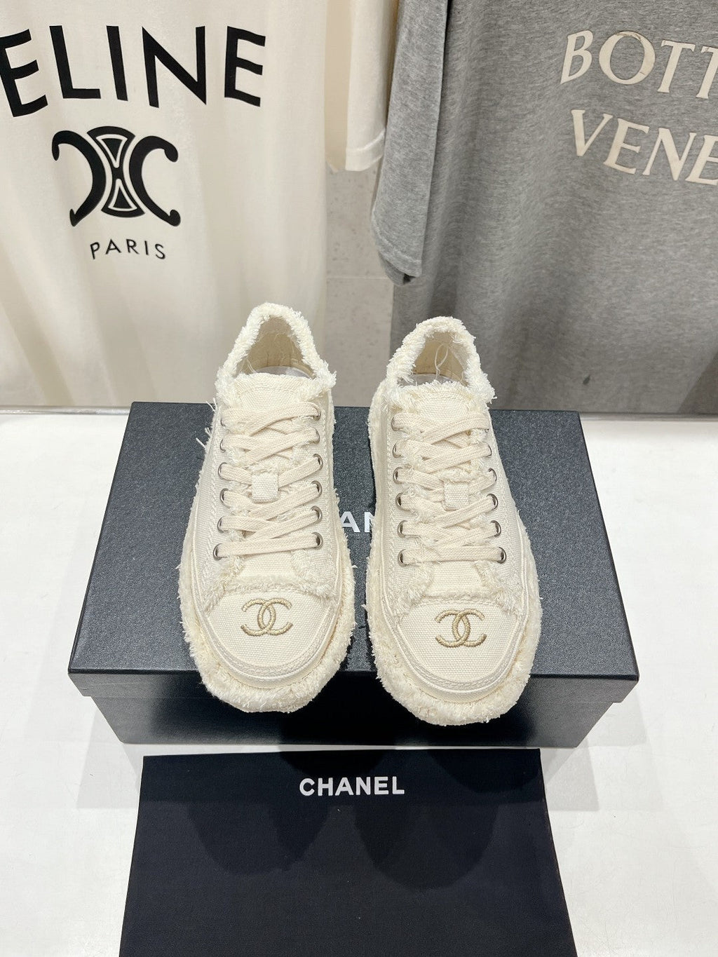 Chanel Sneaker White Denim Fabric