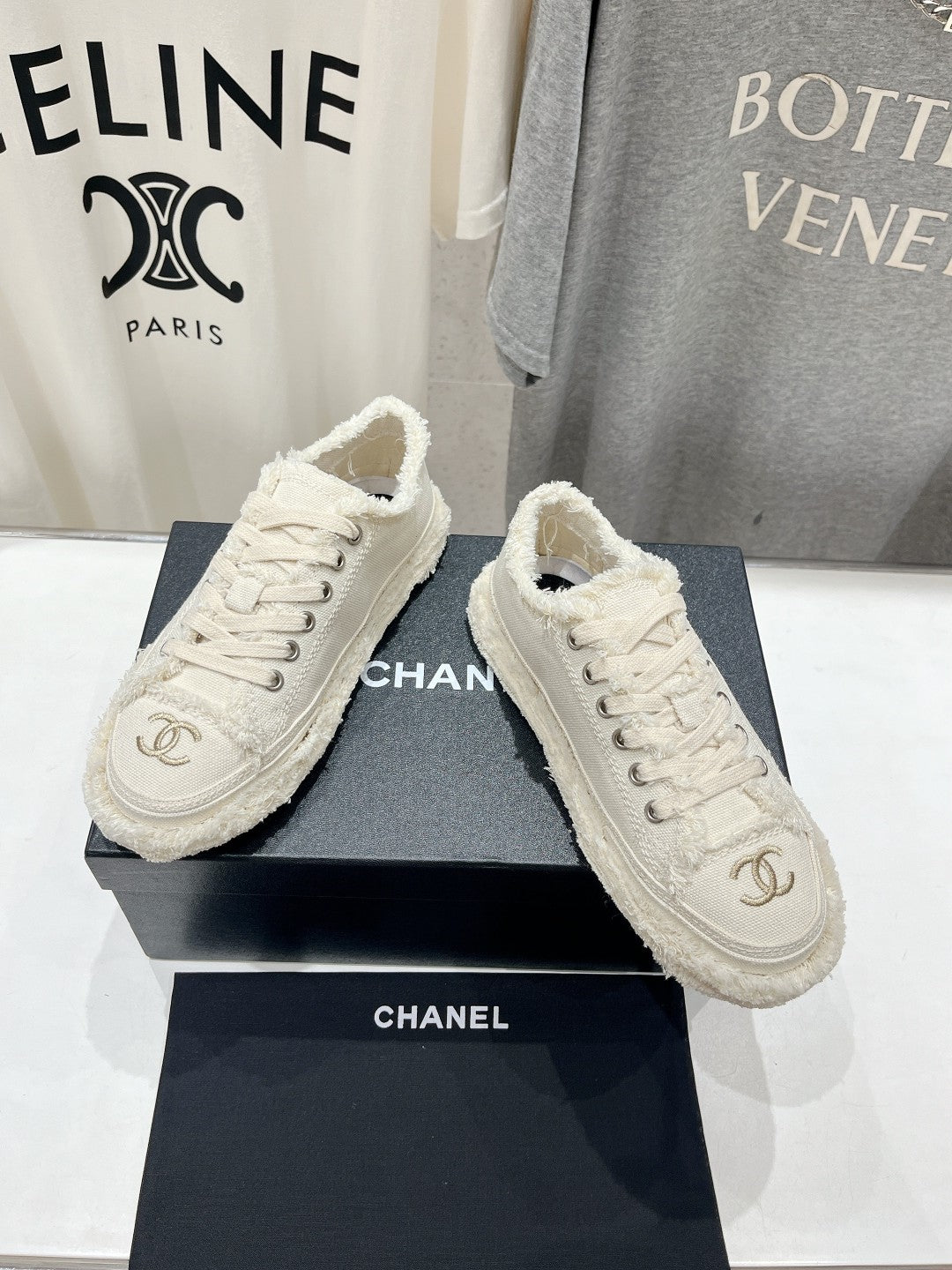 Chanel Sneaker White Denim Fabric
