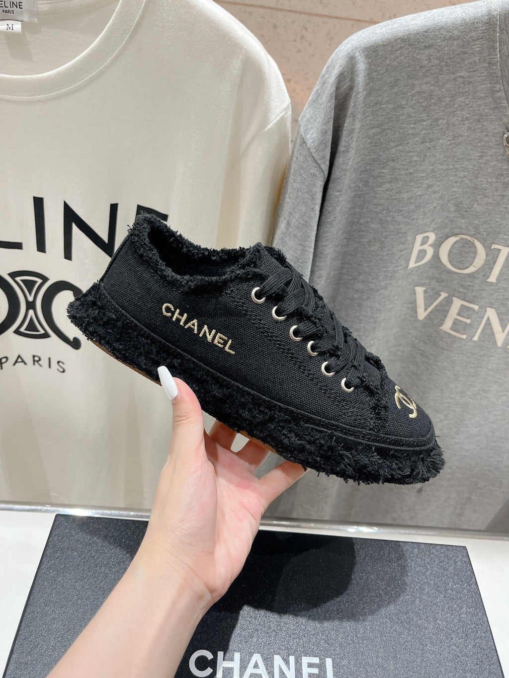 Chanel Sneaker Black Denim Fabric