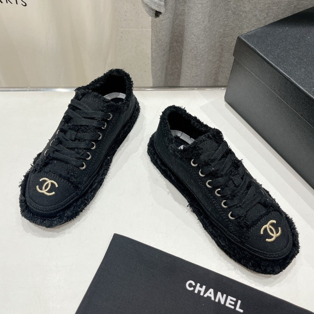Chanel Sneaker Black Denim Fabric