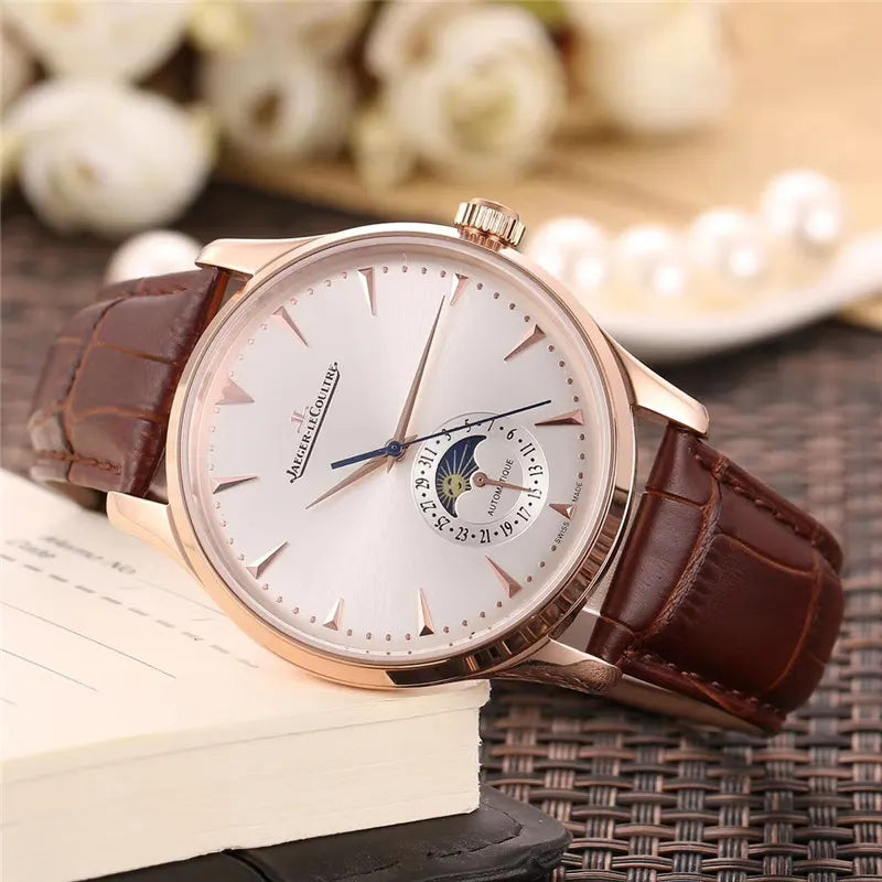 rose Jaeger-LeCoultre Moonphase Brown Leather