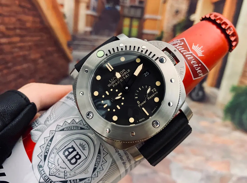 submersible Panerai Black Dial Rubber Strap - Hình 4