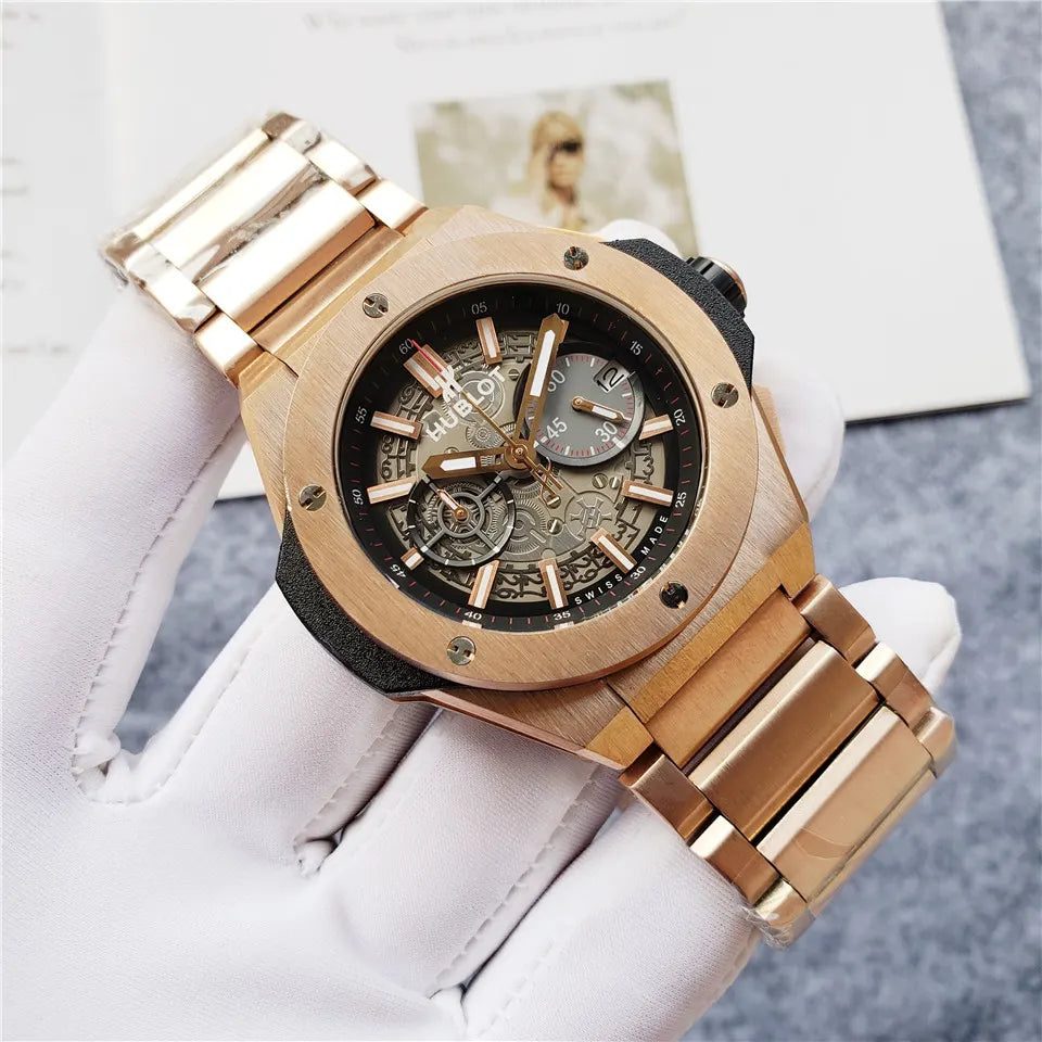 automatic Hublot Rose Gold Skeleton Dial