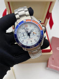 bezel Omega Seamaster White Dial Blue