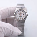 Omega Silver Diamond Watch