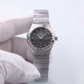 Omega Gray Diamond Steel Ladies Watch