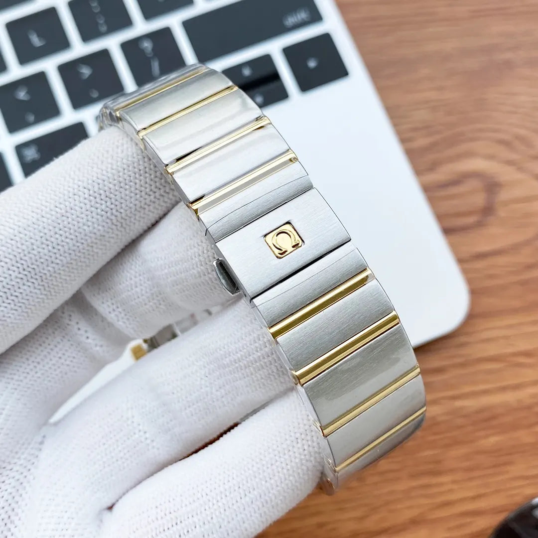 Omega White Dial Gold Bezel
