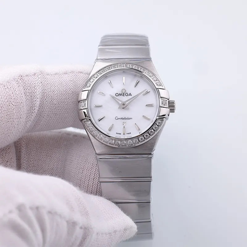 Omega White MOP Diamond Steel