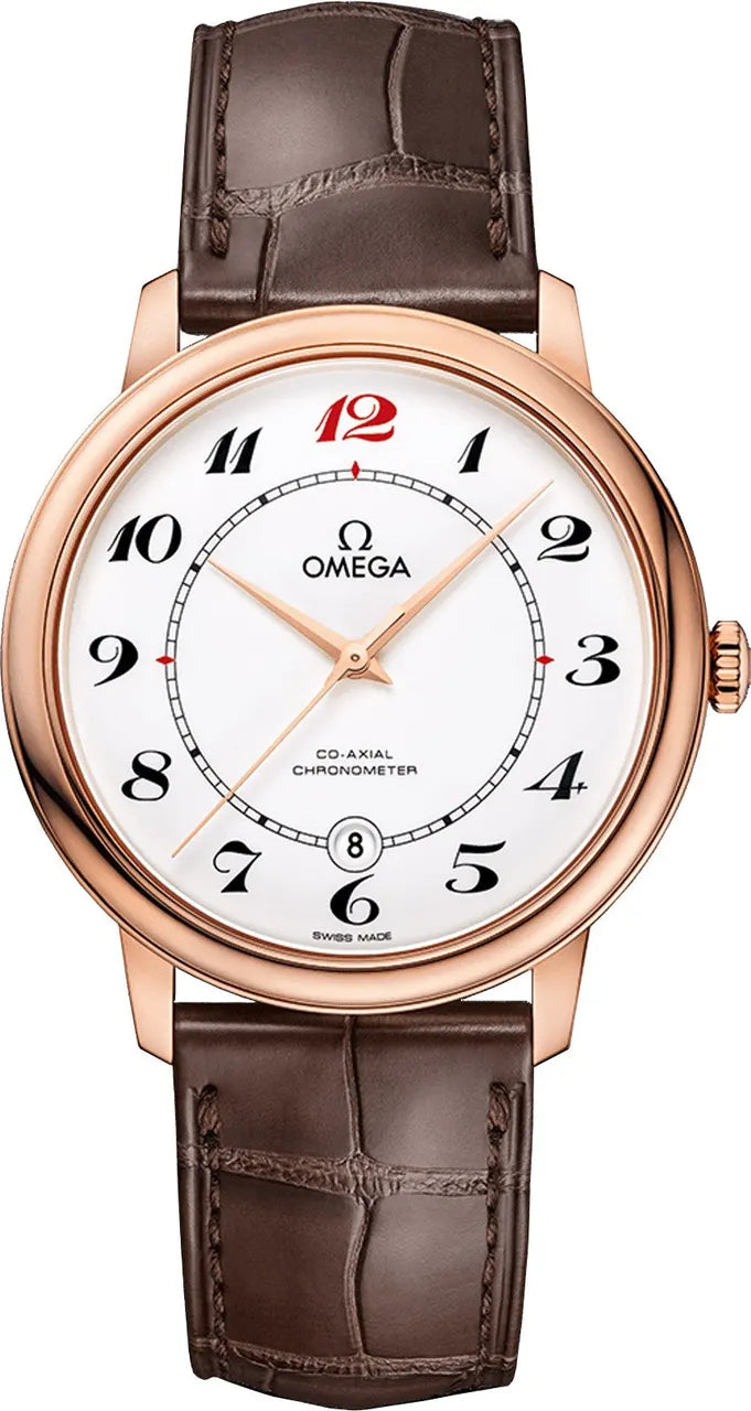 Omega Rose Gold Brown Leather de ville