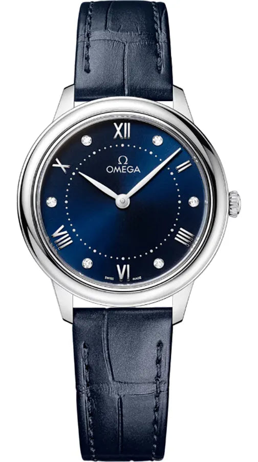 Omega Blue Diamond Leather Ladies Watch