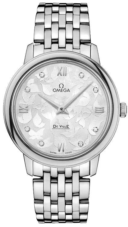 Omega Floral Diamond Steel Watch