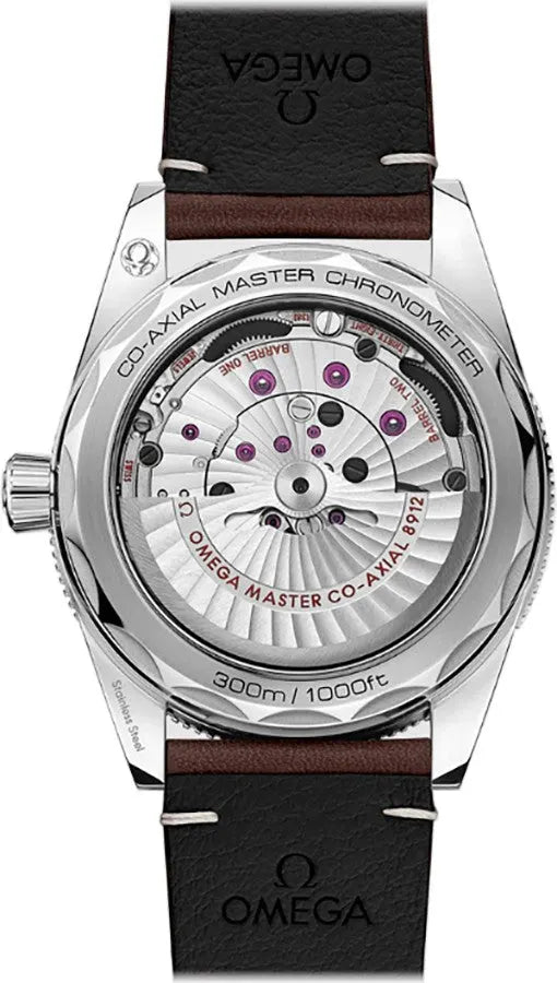 seamaster strap Omega Black Dial Brown Leather - Hình 2