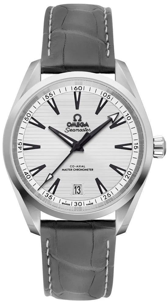 seamaster Omega Silver Dial Grey Leather