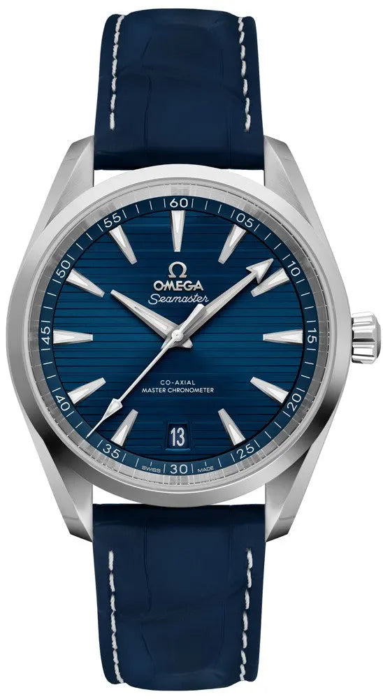 seamaster aqua Omega Blue Leather Watch