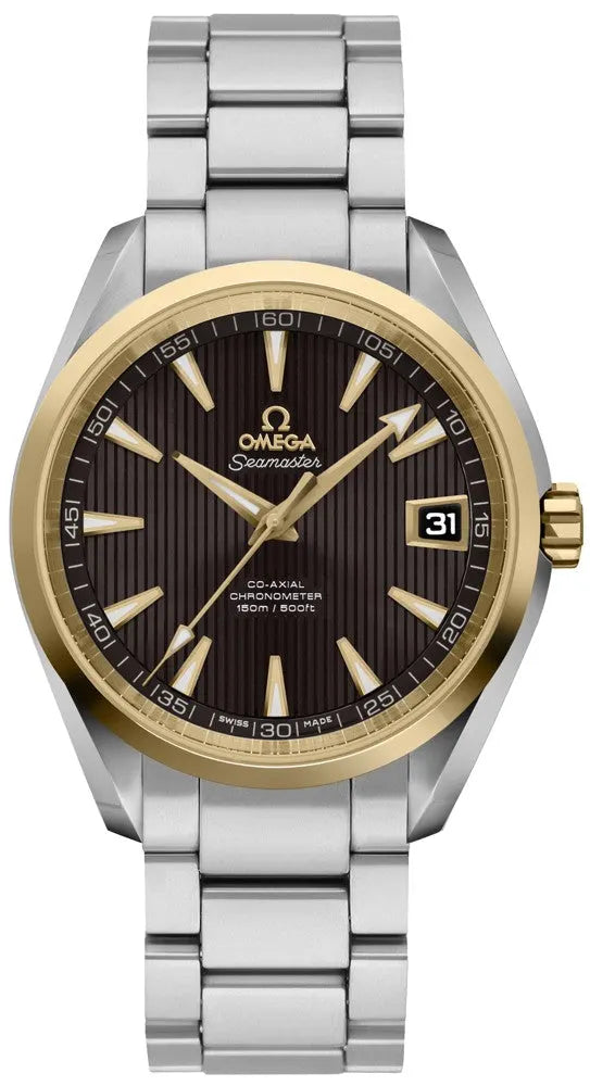 Omega Brown Stripe Gold Bezel