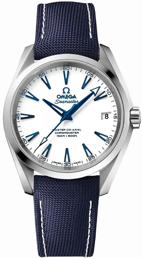 Omega White Dial Blue Fabric
